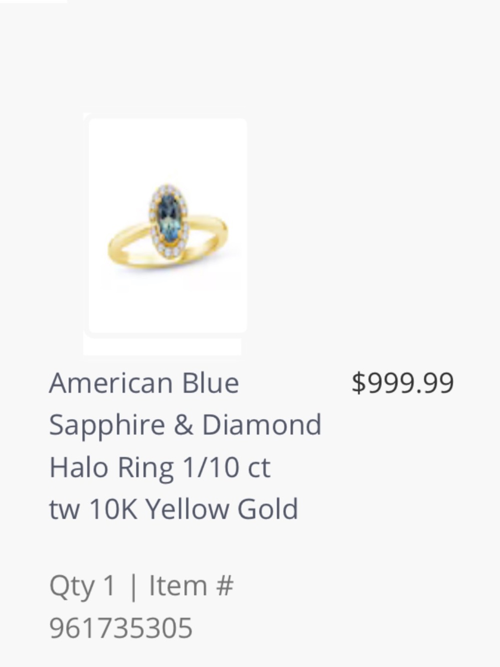 American Blue Sapphire and diamond Halo ring 1/10k tw yellow gold - Picture 4 of 13